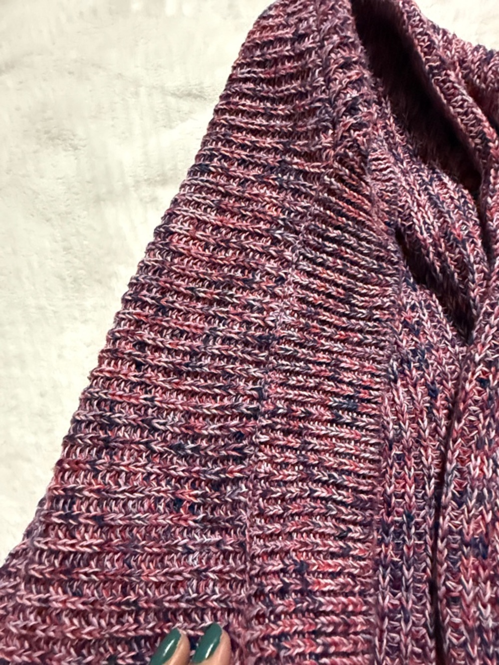 Autumn Cashmere V-Neck Sweater in Pink and Blue Marled - Picture 5 of 5